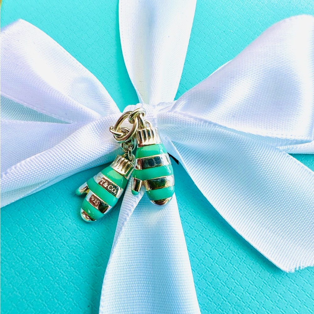 Tiffany Enamel Christmas Mittens Silver 925♥️